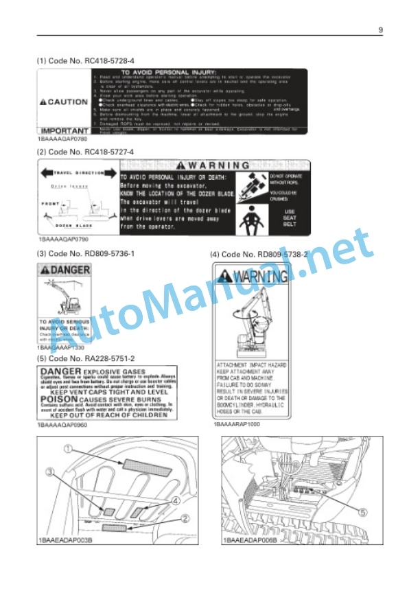 Alternative view of Kubota U17-3 Excavator Operators Manual PDF