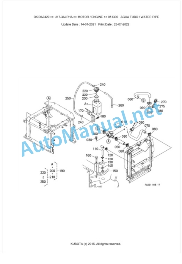 Kubota U17-3a Parts Manual PDF BKIDA0429 2 Kubota U17-3a Parts Manual PDF BKIDA0429-2