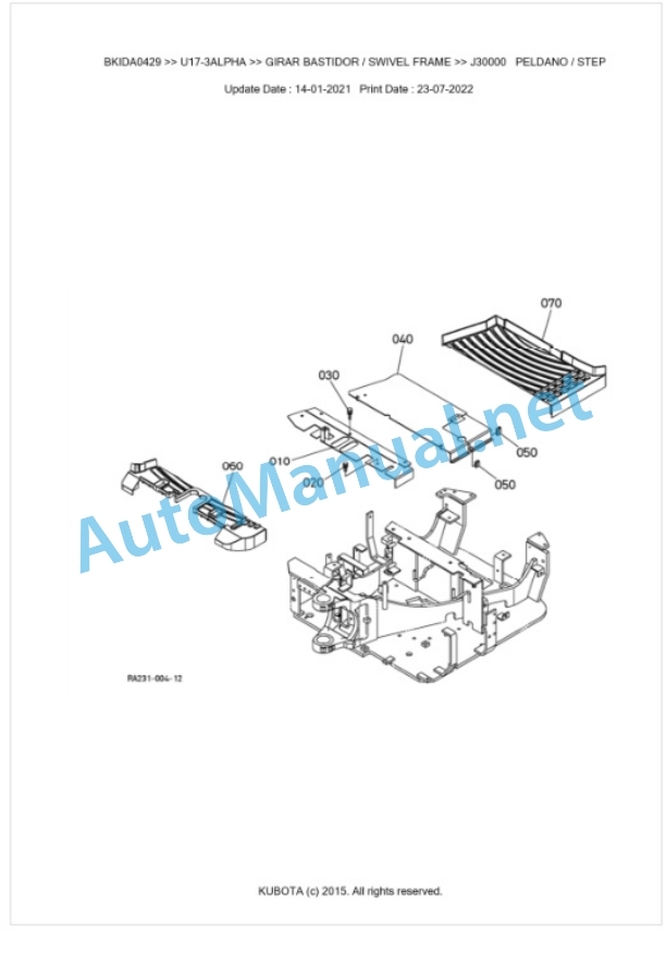 Kubota U17-3a Parts Manual PDF BKIDA0429 5 Kubota U17-3a Parts Manual PDF BKIDA0429-5