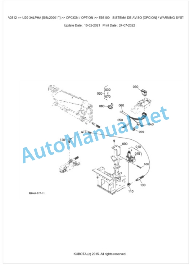 Kubota U20-3a Parts Manual PDF BKIDA0312 4 Kubota U20-3a Parts Manual PDF BKIDA0312-4