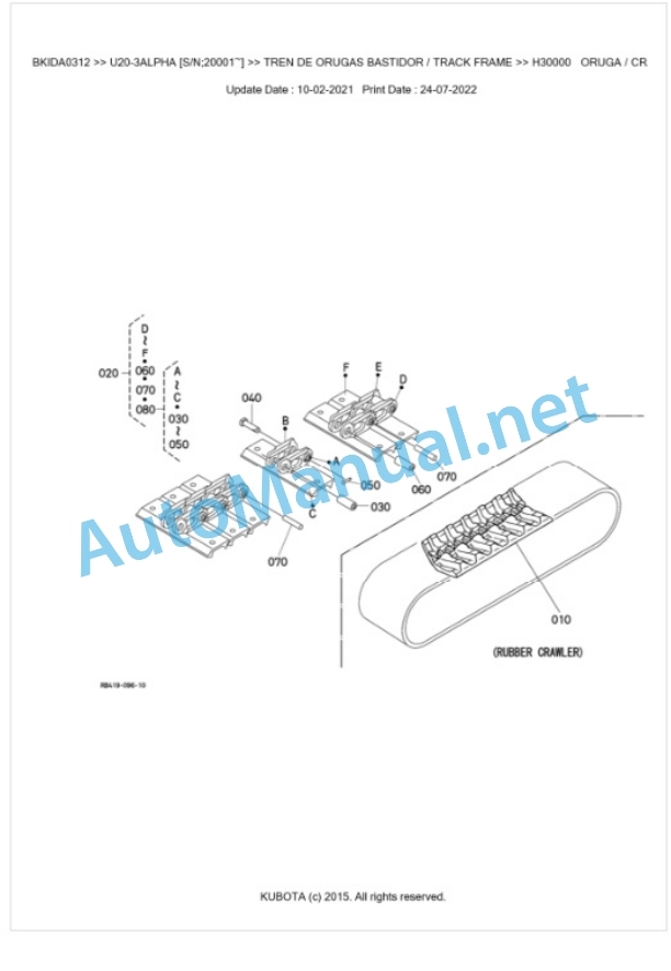 Kubota U20-3a Parts Manual PDF BKIDA0312 5 Kubota U20-3a Parts Manual PDF BKIDA0312-5