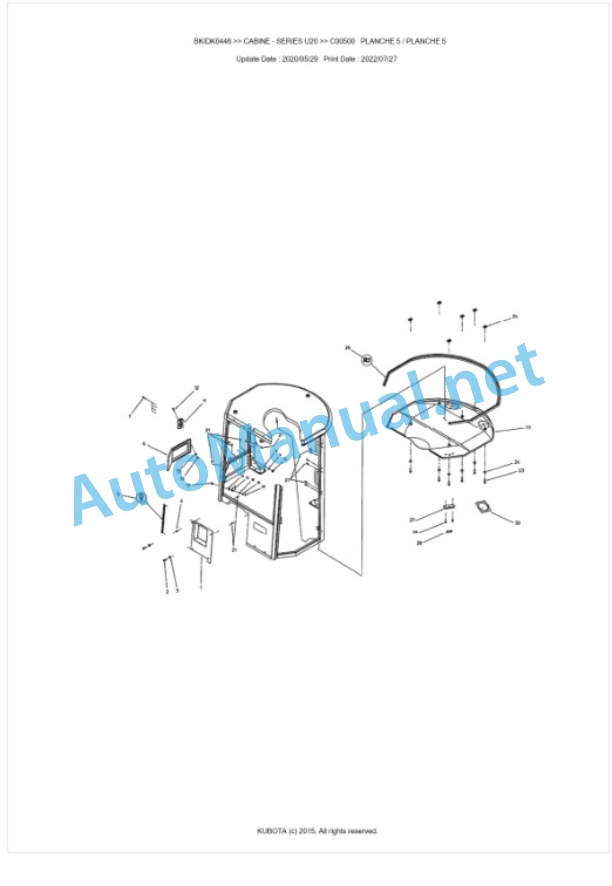 Kubota U20 Series CABINE Parts Manual PDF BIKDK0446 4 Kubota U20 Series CABINE Parts Manual PDF BIKDK0446-4