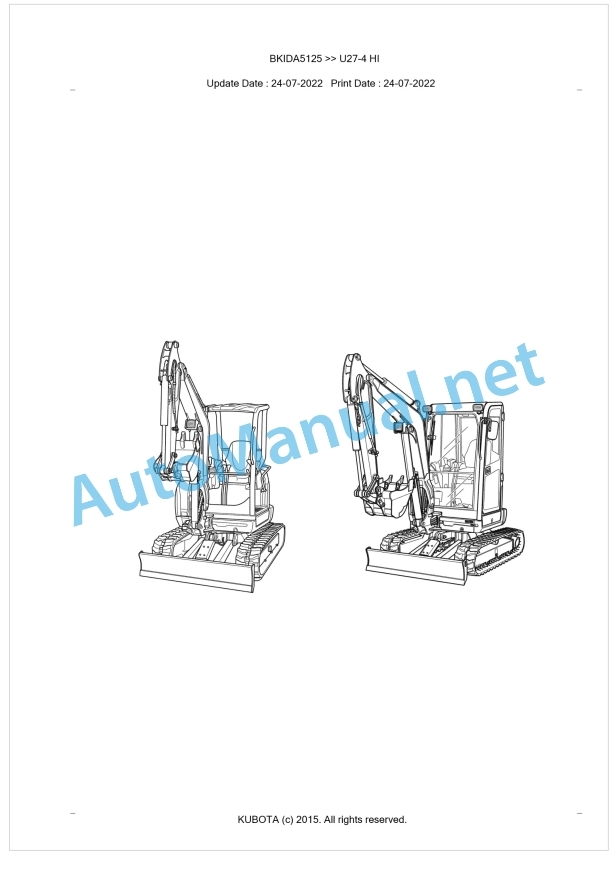 Kubota U27-4 HI Parts Manual PDF BKIDA5125 1 Kubota U27-4 HI Parts Manual PDF BKIDA5125
