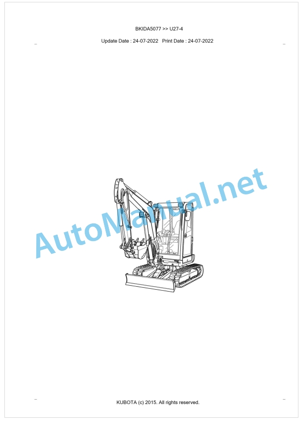Kubota U27-4 Parts Manual PDF BKIDA5077 1 Kubota U27-4 Parts Manual PDF BKIDA5077