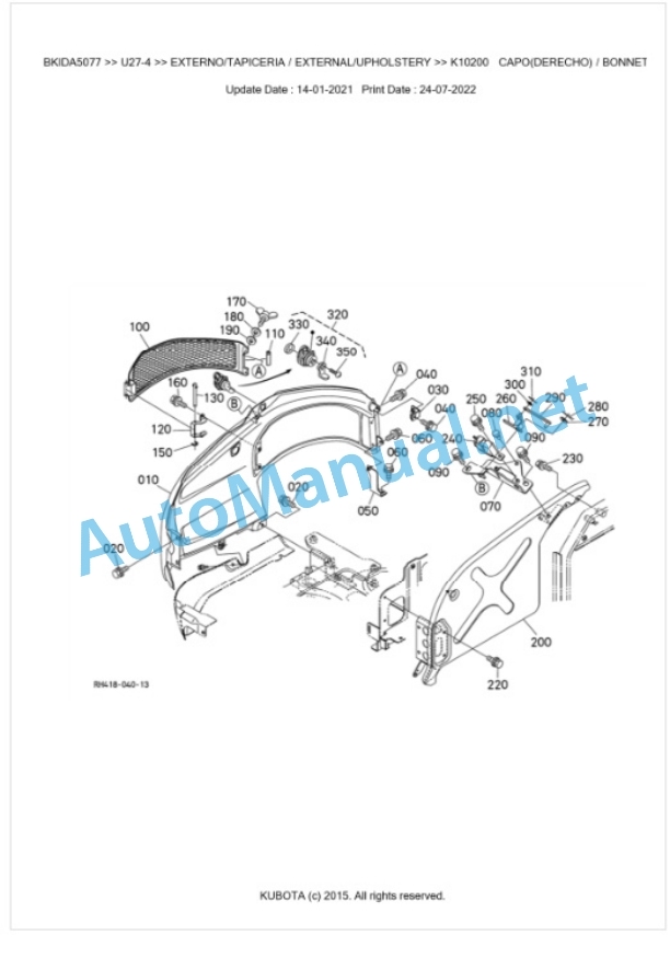 Kubota U27-4 Parts Manual PDF BKIDA5077 4 Kubota U27-4 Parts Manual PDF BKIDA5077-4