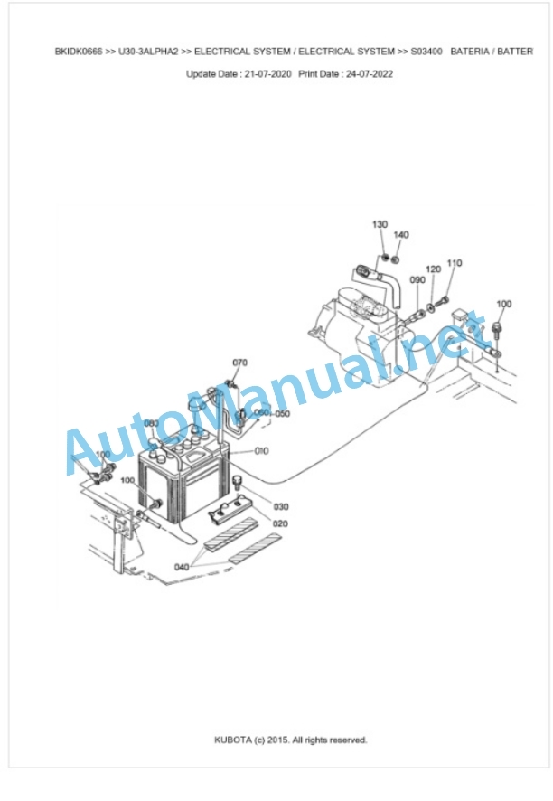 Kubota U30-3ALPHA2 Parts Manual PDF BKIDK0666 3 Kubota U30-3ALPHA2 Parts Manual PDF BKIDK0666-3