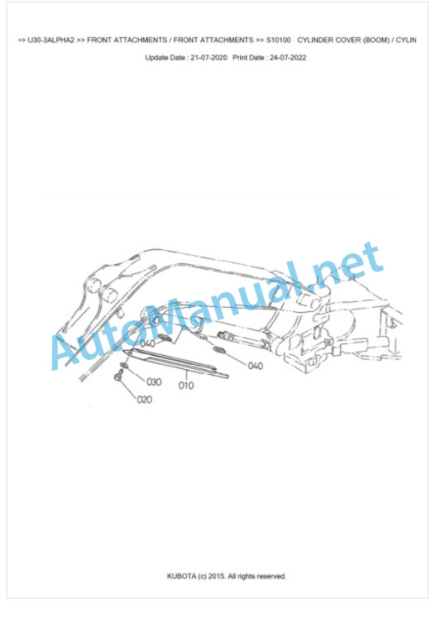 Kubota U30-3ALPHA2 Parts Manual PDF BKIDK0666 5 Kubota U30-3ALPHA2 Parts Manual PDF BKIDK0666-5