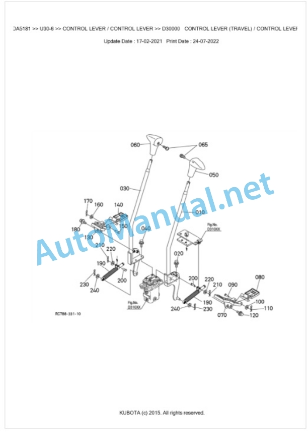 Kubota U30-6 Parts Manual PDF BKIDA5181 4 Kubota U30-6 Parts Manual PDF BKIDA5181-4