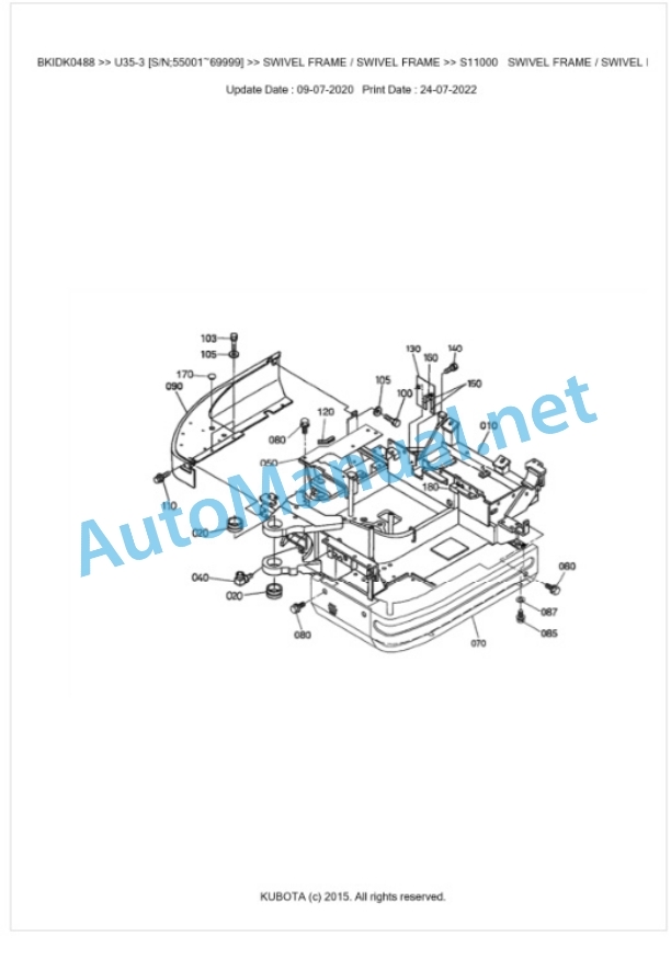 Kubota U35-3 Parts Manual PDF BKIDK0488 5 Kubota U35-3 Parts Manual PDF BKIDK0488-5