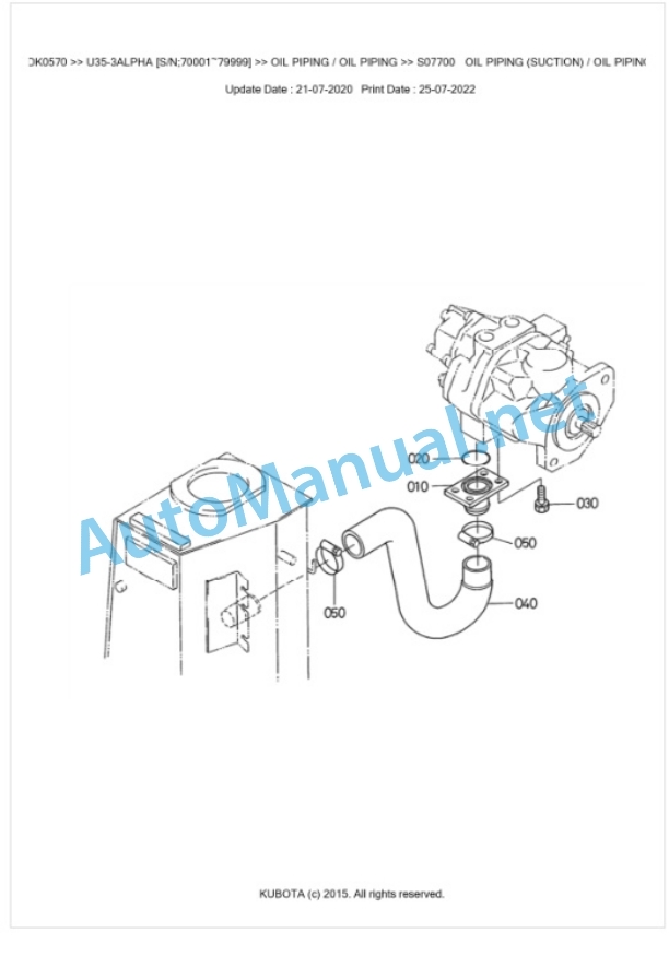 Kubota U35-3ALPHA Parts Manual PDF BKIDK0570 4 Kubota U35-3ALPHA Parts Manual PDF BKIDK0570-4