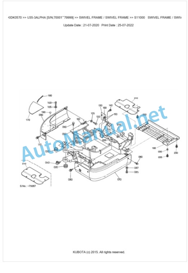 Kubota U35-3ALPHA Parts Manual PDF BKIDK0570 5 Kubota U35-3ALPHA Parts Manual PDF BKIDK0570-5