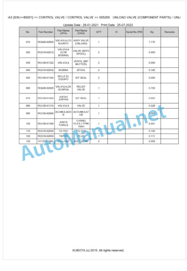 Kubota U35-3ALPHA3 Parts Manual PDF BKIDA5055 3 Kubota U35-3ALPHA3 Parts Manual PDF BKIDA5055-3