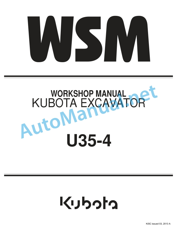 Kubota U35-4 Excavator Workshop Manual PDF