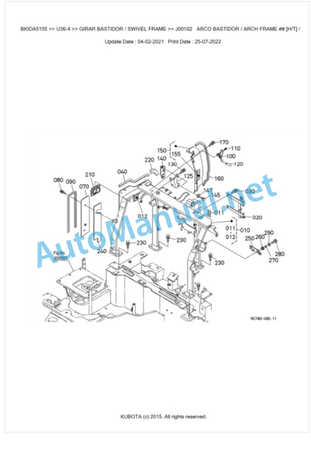Kubota U36-4 Parts Manual PDF BKIDA5155 4 Kubota U36-4 Parts Manual PDF BKIDA5155-4