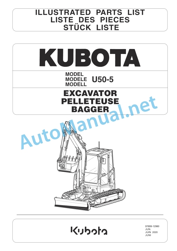 Kubota U50-5 Excavator Parts Manual PDF 1 Kubota U50-5 Excavator Parts Manual PDF