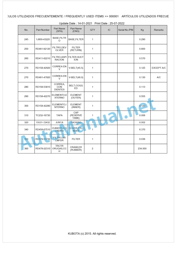Kubota U50-5 Parts Manual PDF BKIDA5212 1 Kubota U50-5 Parts Manual PDF BKIDA5212