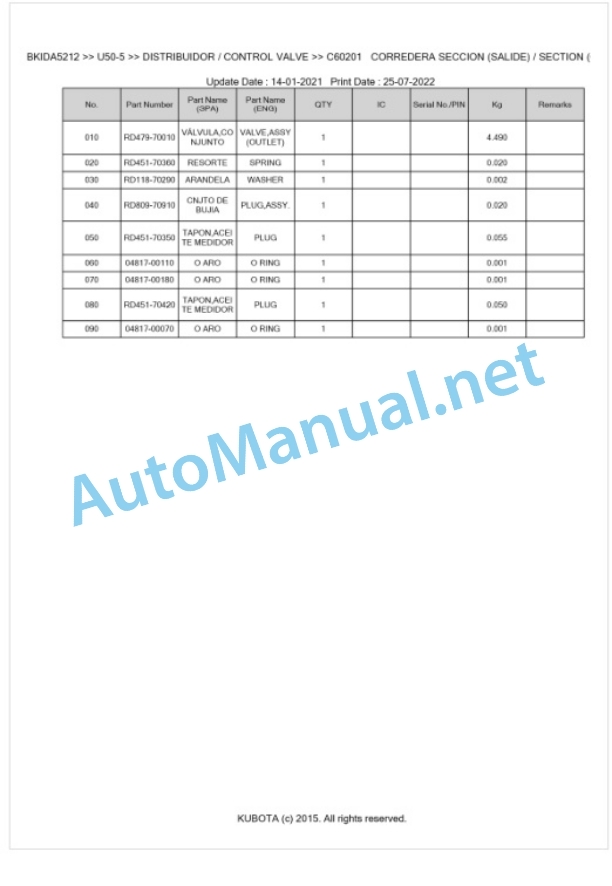 Kubota U50-5 Parts Manual PDF BKIDA5212 3 Kubota U50-5 Parts Manual PDF BKIDA5212-3