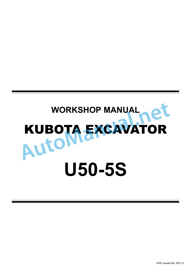 Kubota U50-5S Excavator Workshop Manual PDF