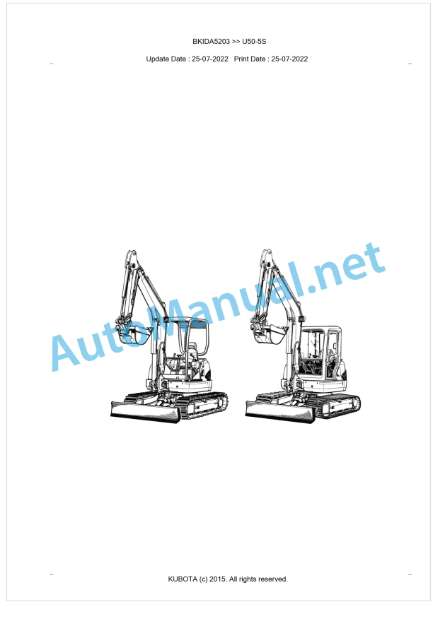 Kubota U50-5S Parts Manual PDF BKIDA5203 1 Kubota U50-5S Parts Manual PDF BKIDA5203