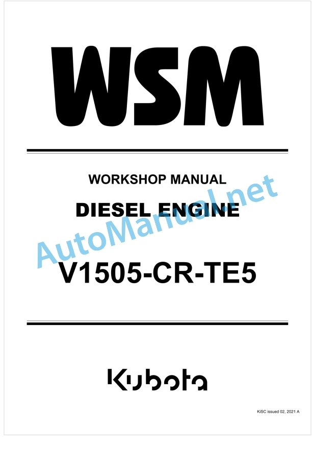 Kubota V1505-CR-TE5 Diesel Engine Workshop Manual PDF