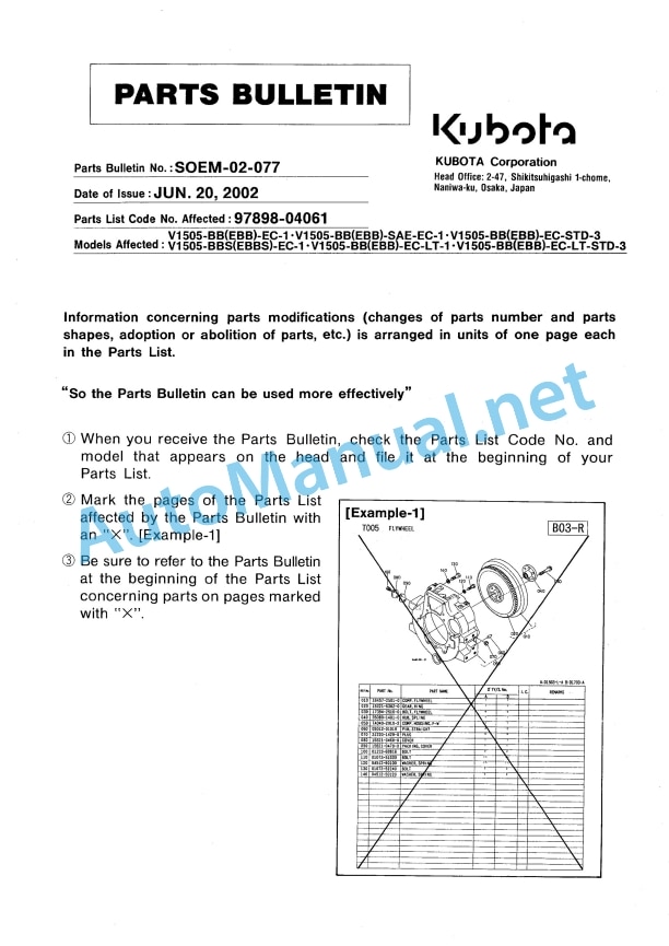 Kubota V1505 Diesel Engine Parts Manual PDF 1 Kubota V1505 Diesel Engine Parts Manual PDF
