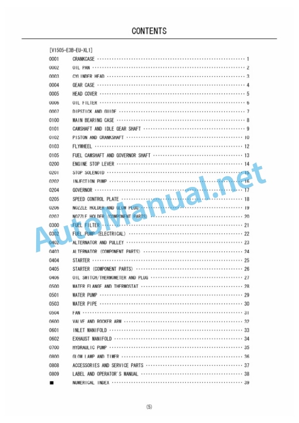 Kubota V1505-E38-EU Diesel Engine Parts Manual PDF-2