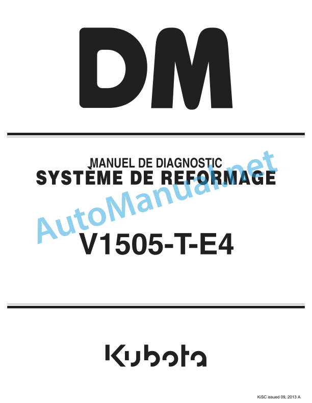Kubota V1505-T-E4 Reforming System Diagnosis Manual 1 Kubota V1505-T-E4 Reforming System Diagnosis Manual