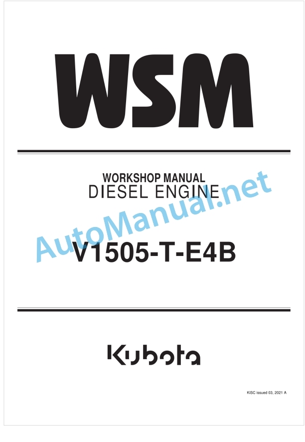 Kubota V1505-T-E4B Diesel Engine Workshop Manual PDF
