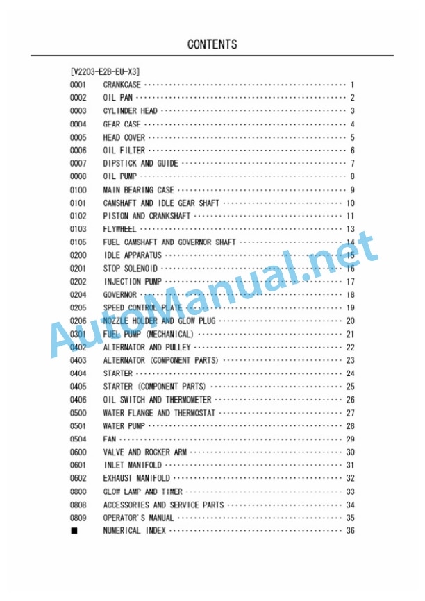Kubota V2203-E2B-EU-X3 Diesel Engine Parts Manual PDF 2 Kubota V2203-E2B-EU-X3 Diesel Engine Parts Manual PDF-2