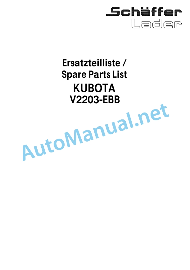 Kubota V2203-EBB-EC-1 Diesel Engine Parts Manual PDF