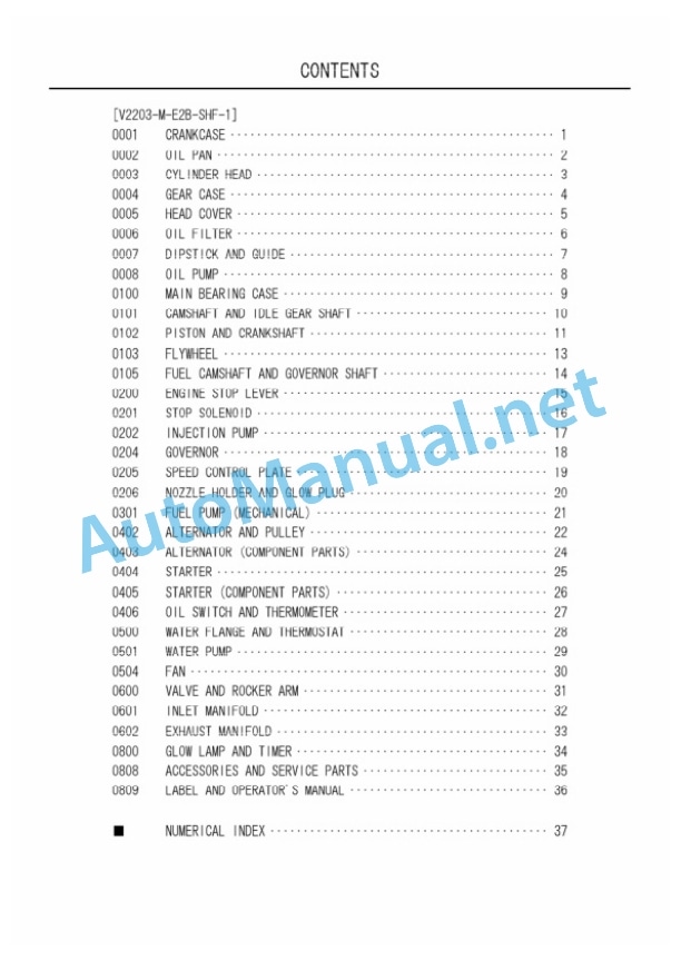 Kubota V2203-M-E2B-SHF-1 Diesel Engine Parts Manual PDF 2 Kubota V2203-M-E2B-SHF-1 Diesel Engine Parts Manual PDF-2