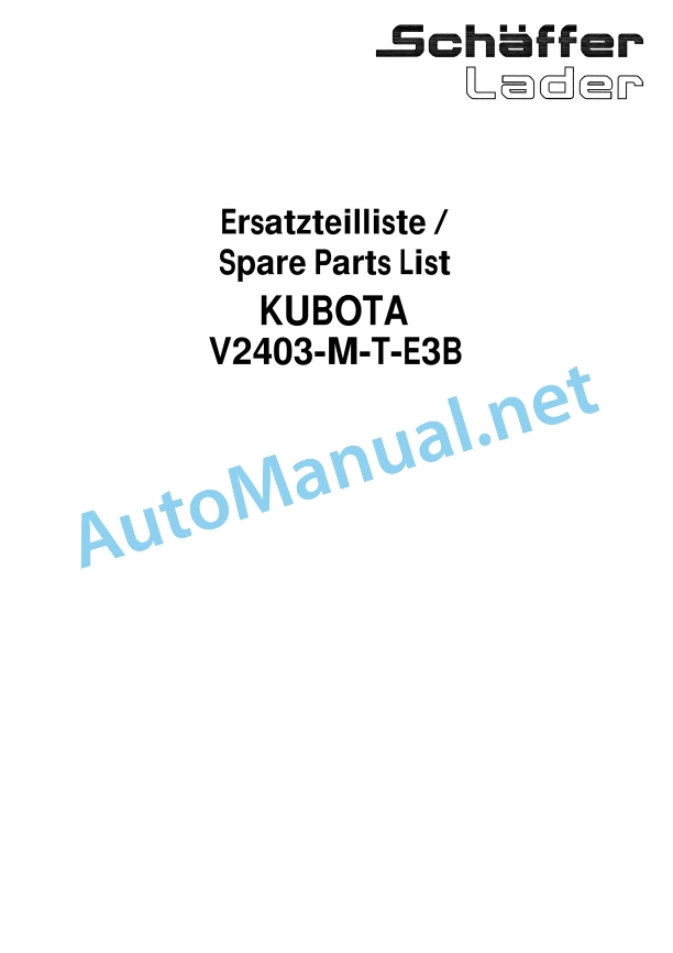 Kubota V2403-M-T-E3B Diesel Engine Parts Manual PDF