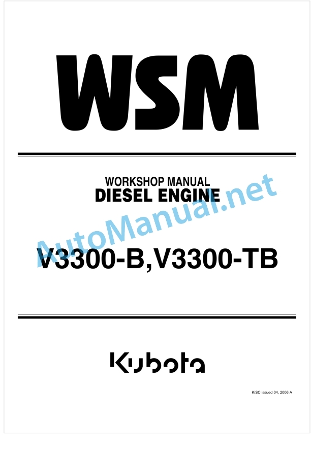 Kubota V3300-B, V3300-TB Diesel Engine Workshop Manual PDF