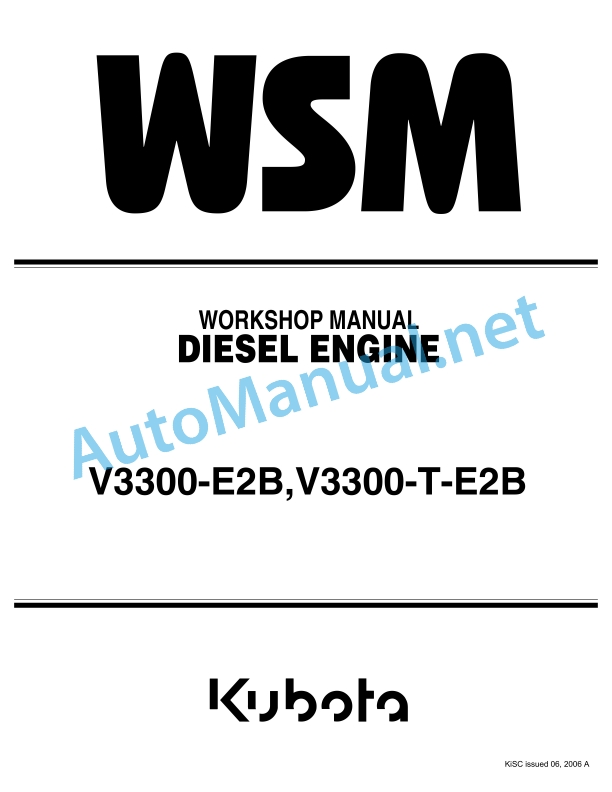 Kubota V3300-E2B, V3300-T-E2B Diesel Engine Workshop Manual PDF