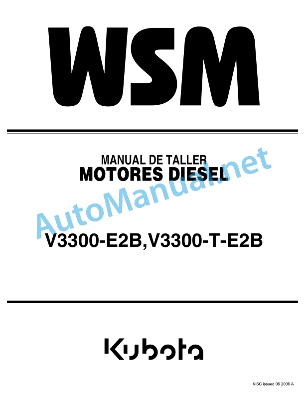 Kubota V3300-E2B, V3300-T-E2B Diesel Engine Workshop Manual PDF FR