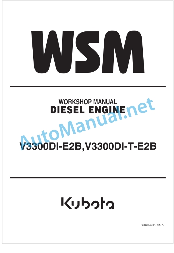 Kubota V3300DI-E2B, V3300DI-T-E2B Diesel Engine Workshop Manual PDF