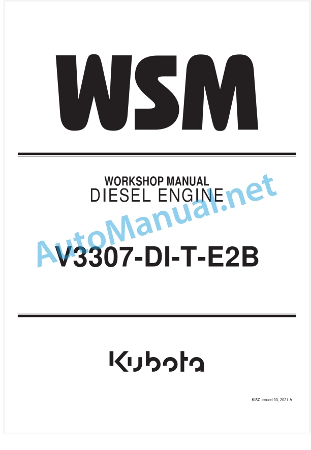 Kubota V3307-DI-T-E2B Diesel Engine Workshop Manual PDF