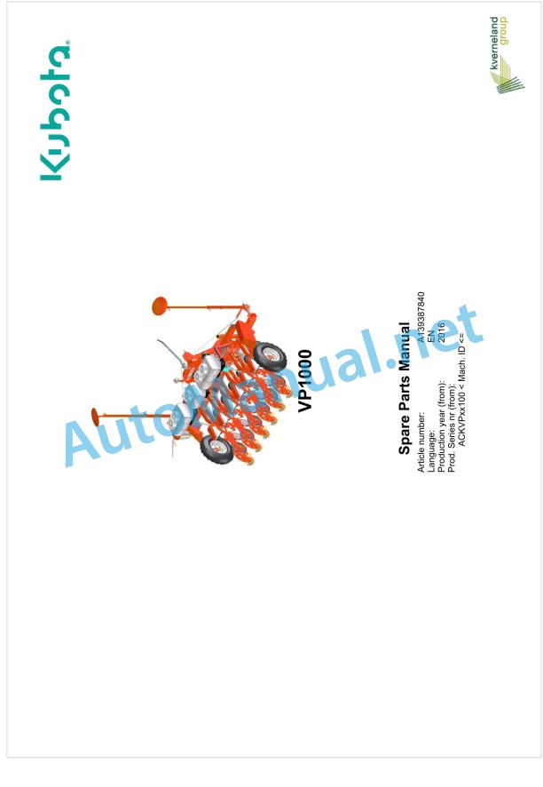 Kubota VP1000 Parts Manual PDF 1 Kubota VP1000 Parts Manual PDF