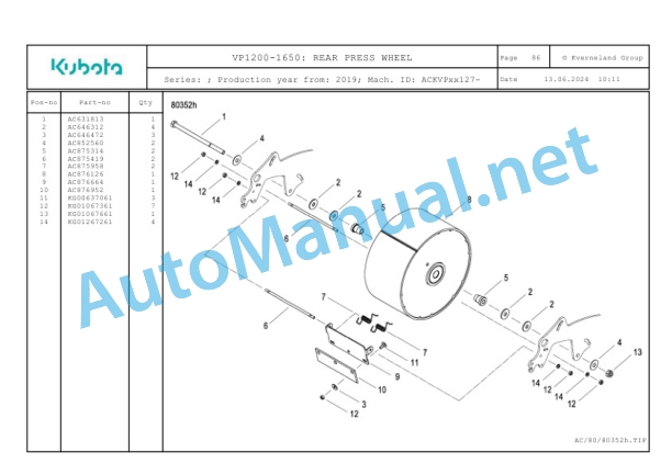 Kubota VP1200-1650 Parts Manual PDF 3 Kubota VP1200-1650 Parts Manual PDF-3