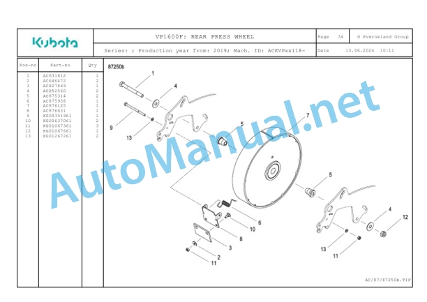 Kubota VP1600F Parts Manual PDF 2 Kubota VP1600F Parts Manual PDF-2