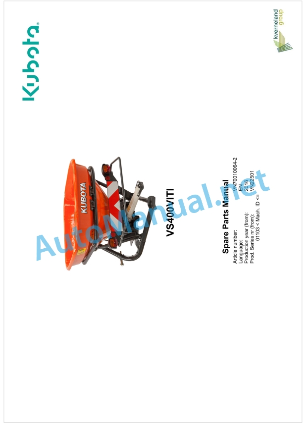 Kubota VS400VITI Parts Manual PDF 1 Kubota VS400VITI Parts Manual PDF