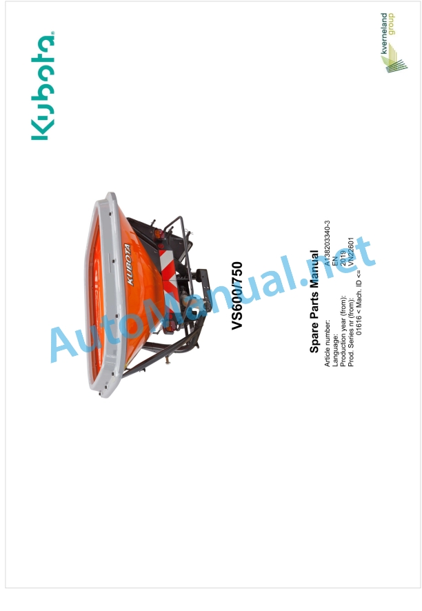 Kubota VS600, VS750 Parts Manual PDF 1 Kubota VS600, VS750 Parts Manual PDF