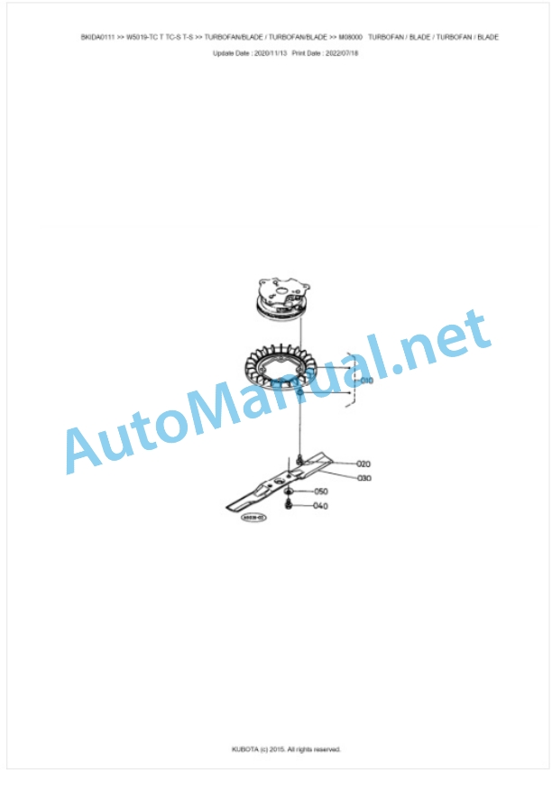 Kubota W5019-TC T TC-S T-S Parts Manual PDF BKIDA0111 5 Kubota W5019-TC T TC-S T-S Parts Manual PDF BKIDA0111-5