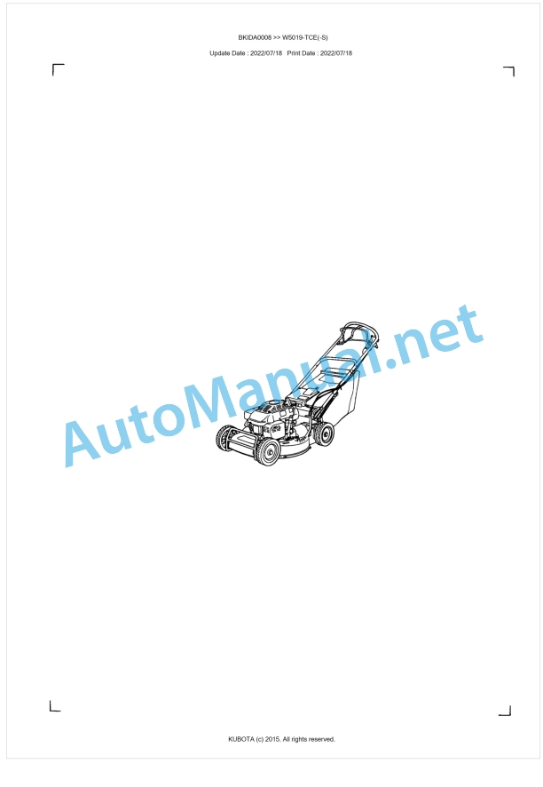 Kubota W5019-TCE(-S) Parts Manual PDF BKIDA0008 1 Kubota W5019-TCE(-S) Parts Manual PDF BKIDA0008