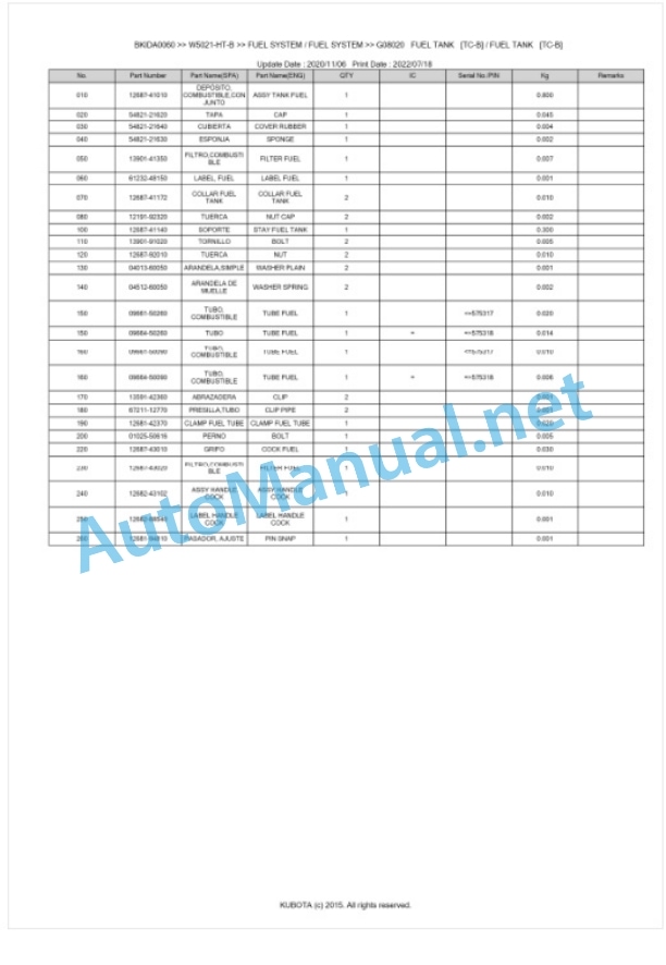Kubota W5021-HT-B Parts Manual PDF BKIDA0060 3 Kubota W5021-HT-B Parts Manual PDF BKIDA0060-3