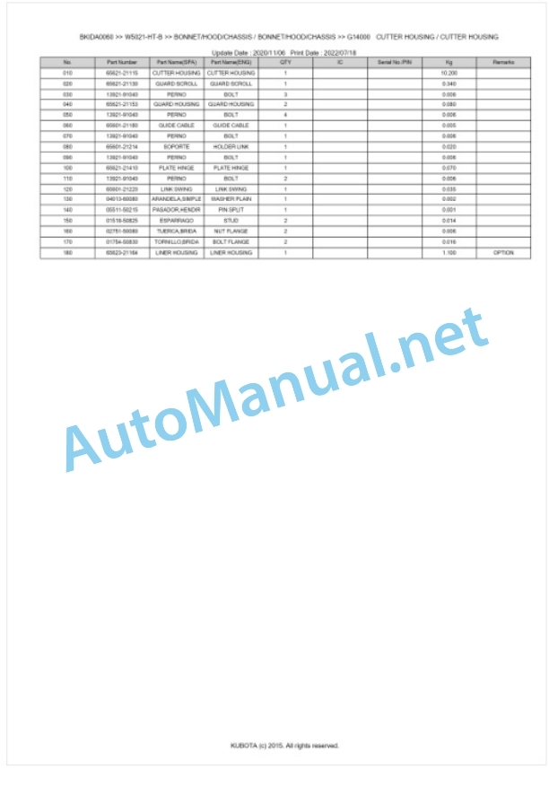 Kubota W5021-HT-B Parts Manual PDF BKIDA0060 4 Kubota W5021-HT-B Parts Manual PDF BKIDA0060-4