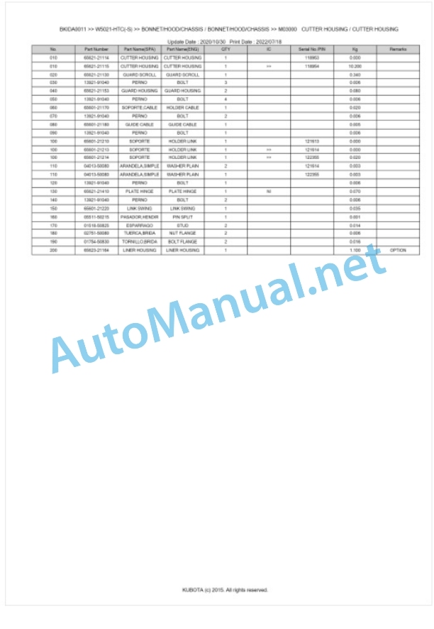 Kubota W5021-HTC(-S) Parts Manual PDF BKIDA0011 4 Kubota W5021-HTC(-S) Parts Manual PDF BKIDA0011-4