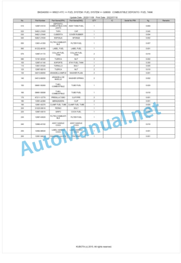 Kubota W6021-HTC Parts Manual PDF BKIDA0050 3 Kubota W6021-HTC Parts Manual PDF BKIDA0050-3