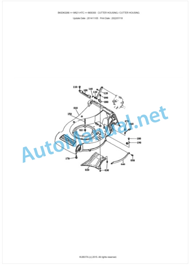 Kubota W621-HTC Parts Manual PDF BKIDK0268 4 Kubota W621-HTC Parts Manual PDF BKIDK0268-4