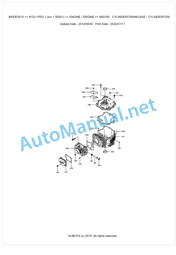 Kubota W721-PRO J Parts Manual PDF BKIDE5015 1 Kubota W721-PRO J Parts Manual PDF BKIDE5015